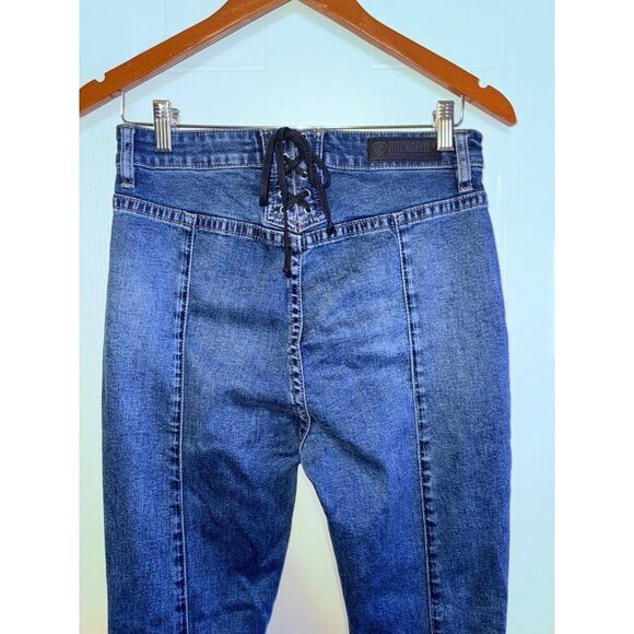 Rock & Roll High Rise Flare Jeans With Lace Up Back Size 28X34 - Picture 3 of 12